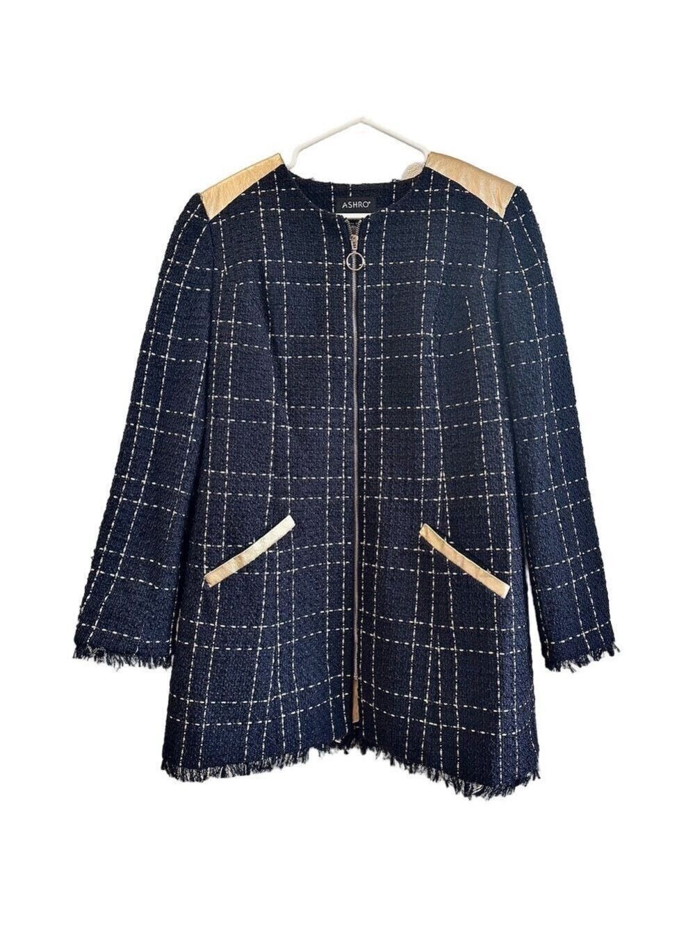ASHRO Tweed and Gold Pea Coat